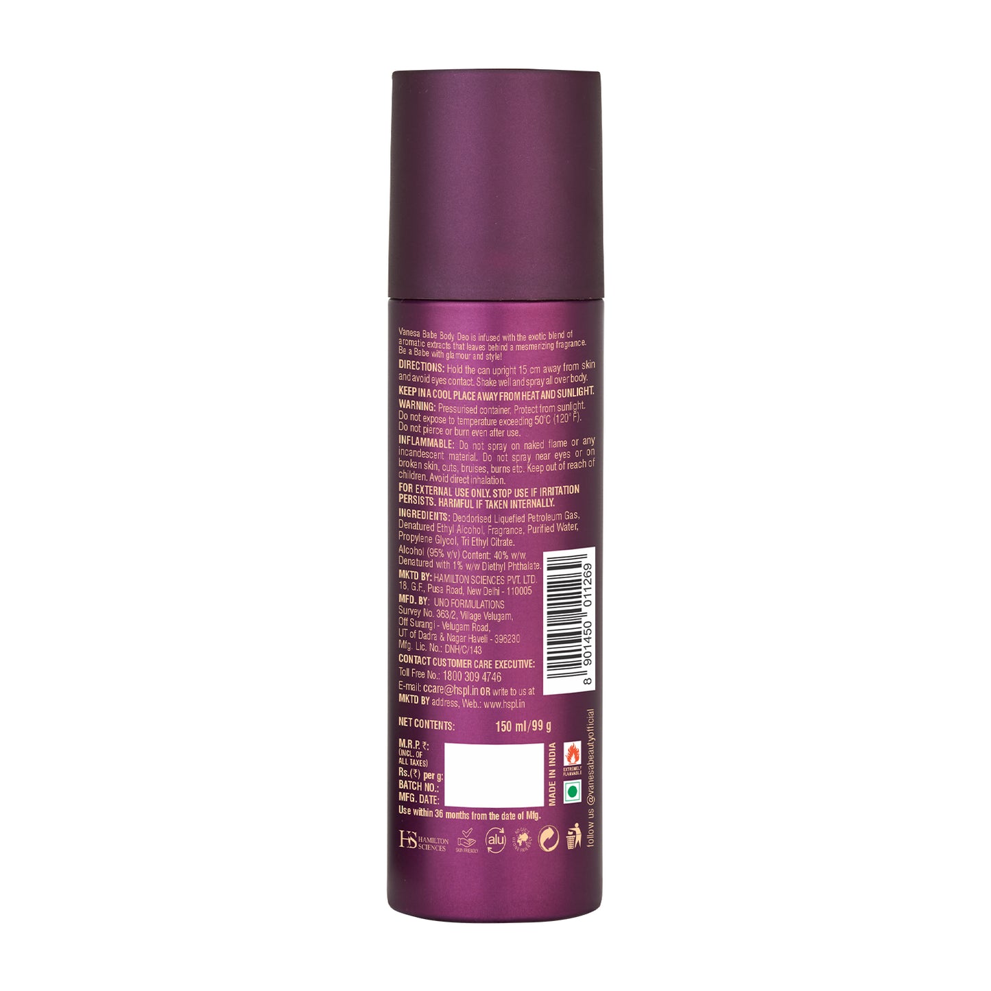Babe Deodorant 150ml Back Side