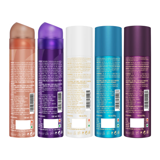 Vanesa Pack of 5 Deos & Deo Mists (Touch + Tingle + Grace + Babe + Celeb) - 150ml Each - Sale