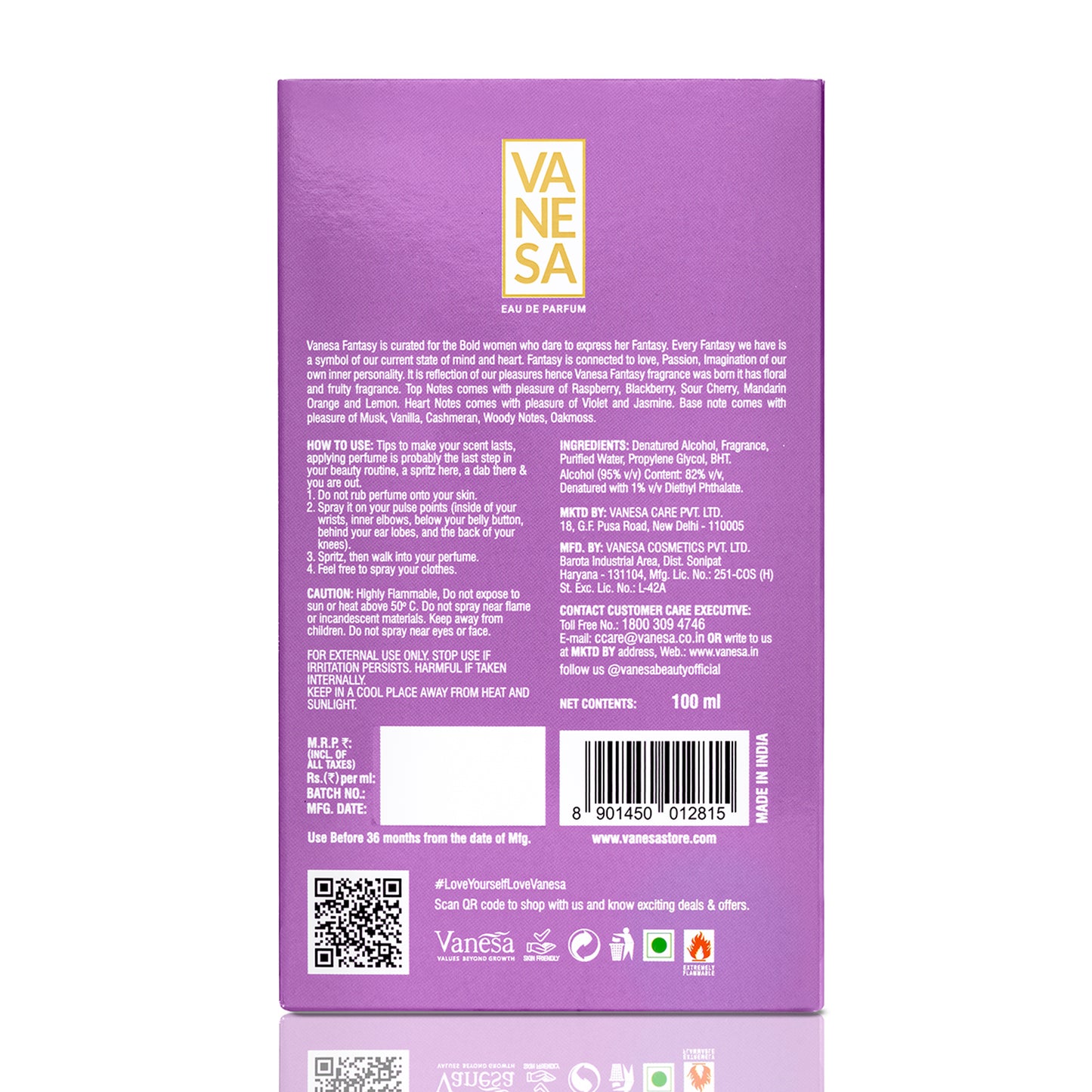 Vanesa Pack of 5 Fantasy Parfume - 100ml Each