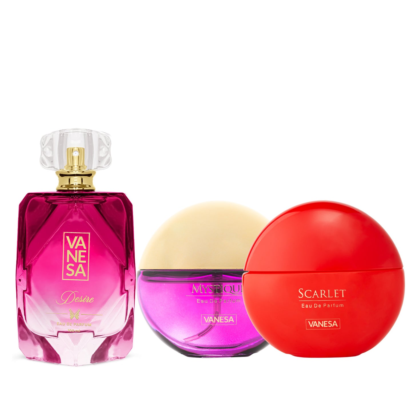 Vanesa Pack of 3 Perfumes (Desire 100ml + Mystique 50ml + Scarlet 50ml)