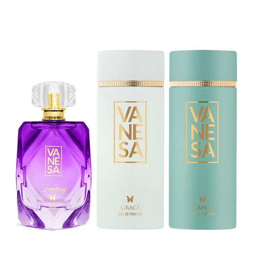 Vanesa Pack of 3 Perfumes (Fantasy 100ml + Grace 60ml + Caper 60ml)