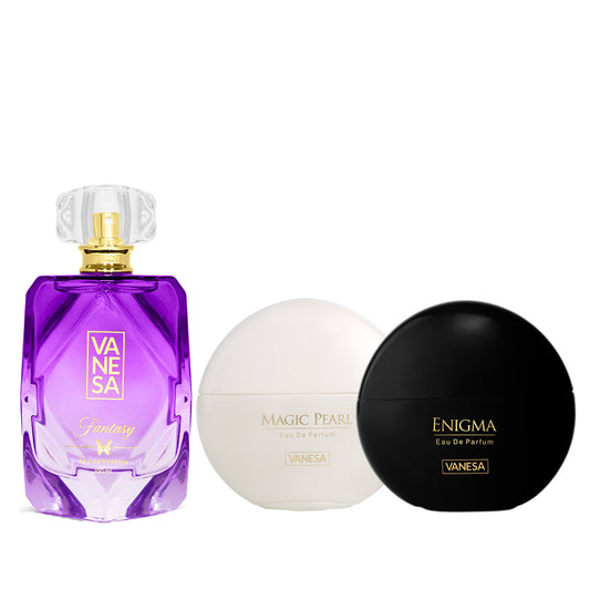 Vanesa Pack of 3 Perfumes (Fantasy 100ml + Magic Pearl 50 + Enigma 50ml)