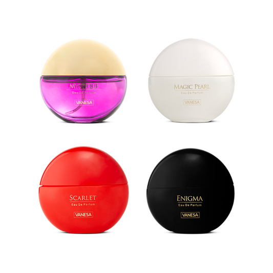 Vanesa Pack of 4 Perfumes (Magic Pearl, Mystique, Enigma & Scarlet) - 50ml Each