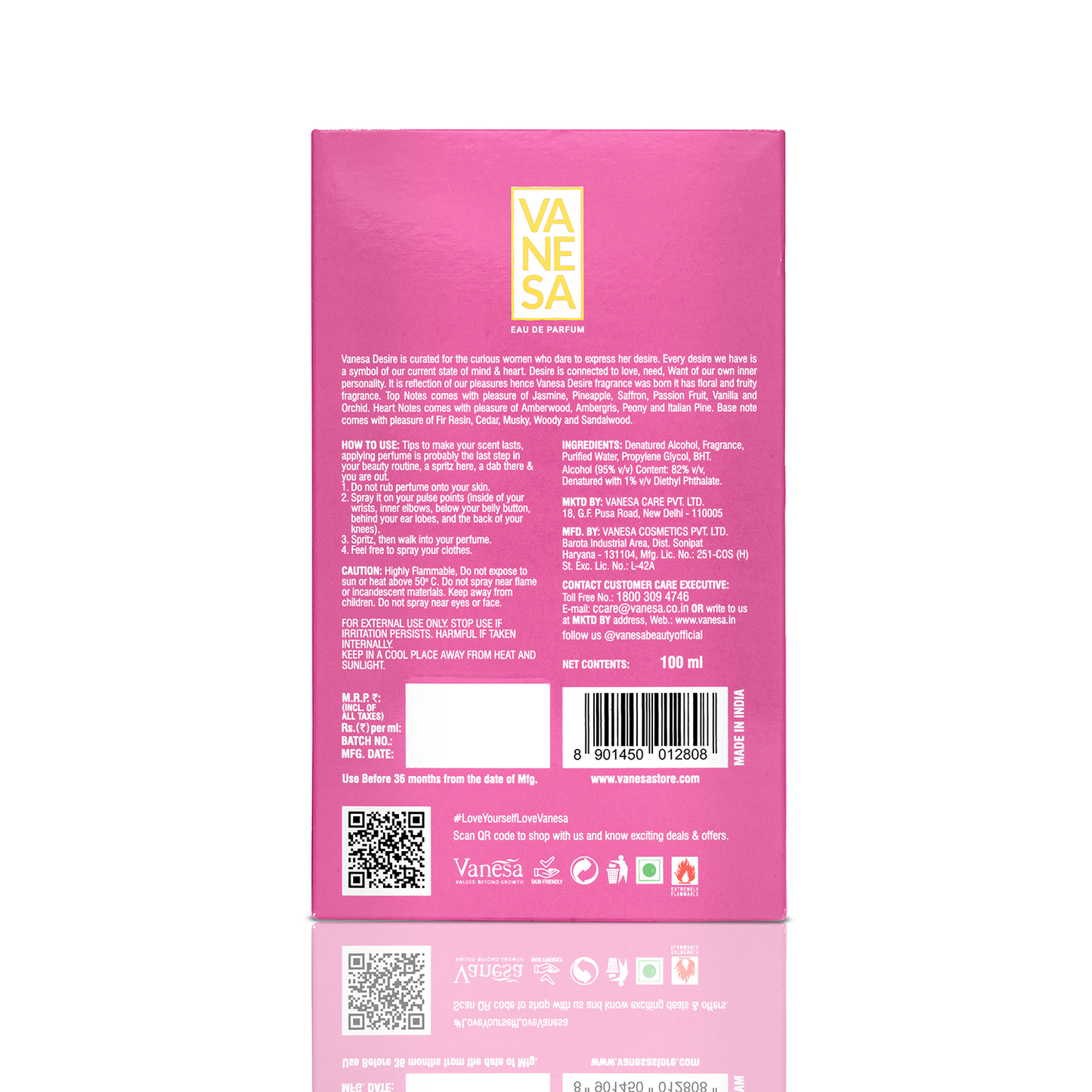 Vanesa Pack of 3 Perfumes (Desire 100ml + Mystique 50ml + Scarlet 50ml)