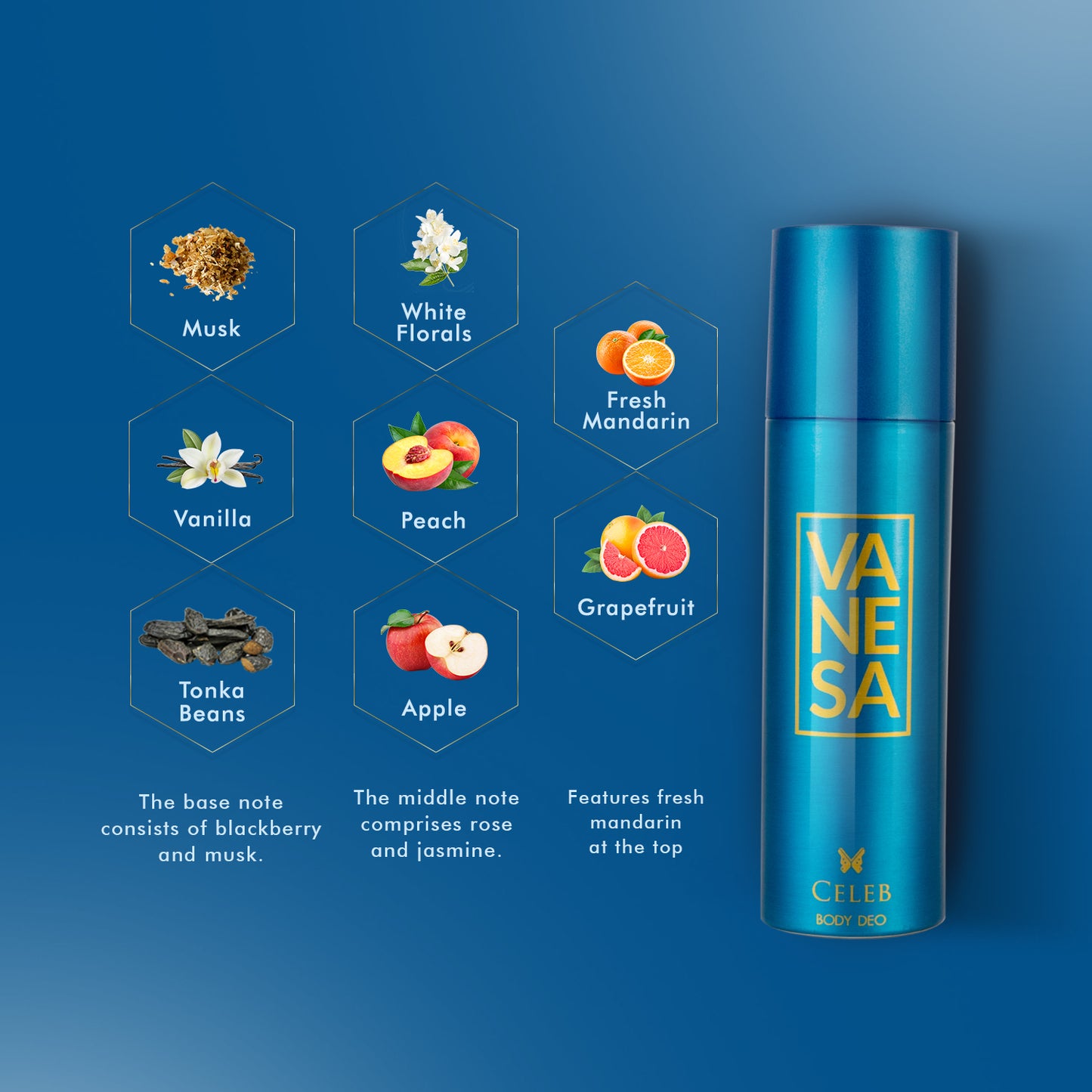 Vanesa Pack of 4 Celeb Body Deodorant - 150ml Each
