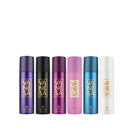 Vanesa Pack of 6  Deodorant (Queen, Shero, Babe, Stella, Celeb & Grace) - 150ml Each