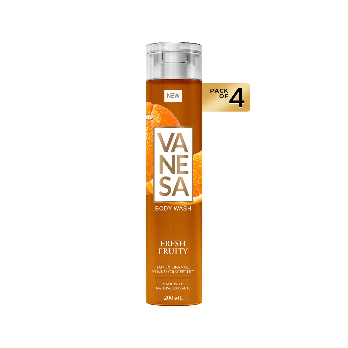 Vanesa Pack of 4 Fresh Fruity Body Wash - 200 ml Each