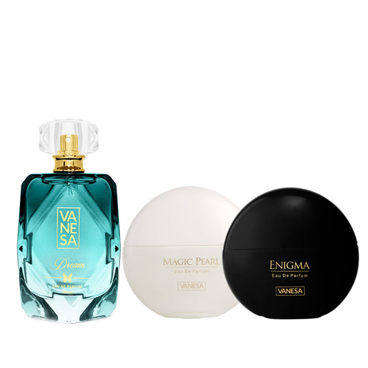 Vanesa Pack of 3 Perfumes (Dream 100ml + Magic Pearl 50 + Enigma 50ml)