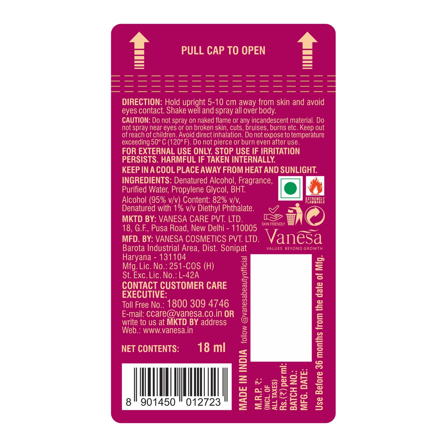 Vanesa Pack of 3 Diva Pocket Perfumes - 18ml Each