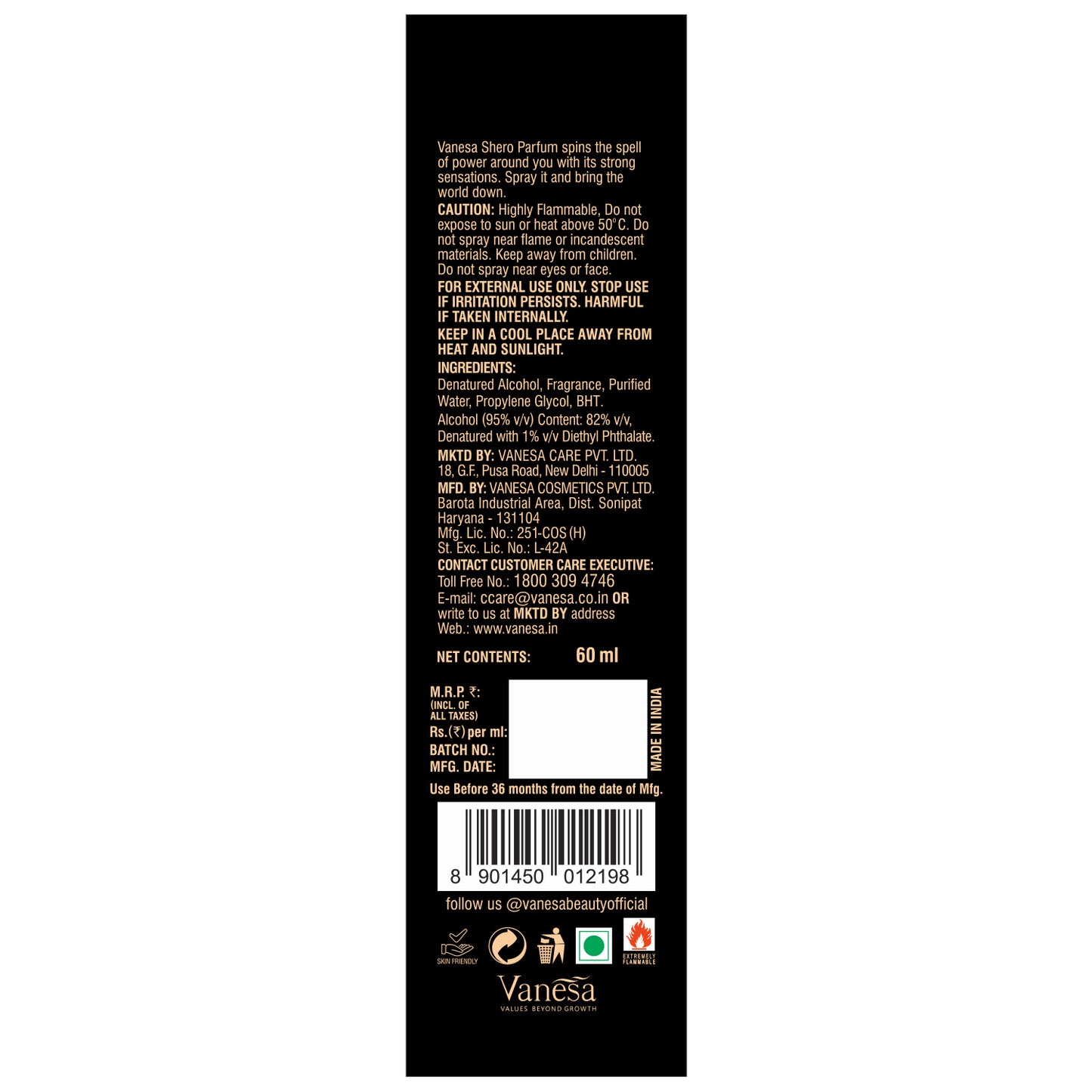 Pack of 4 Shero Perfume 60ml Each|Vanesa