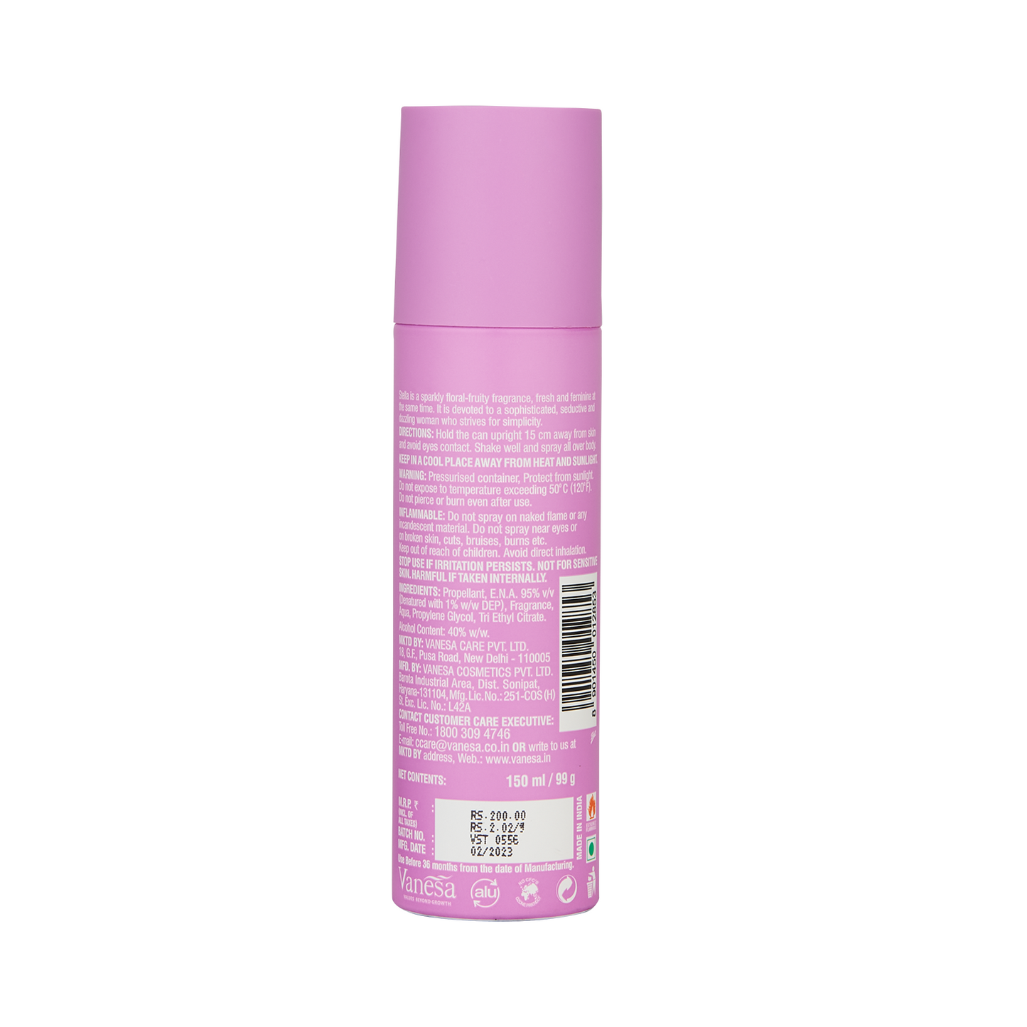 Vanesa Pack of 4 Stella Body Deodorant - 150ml