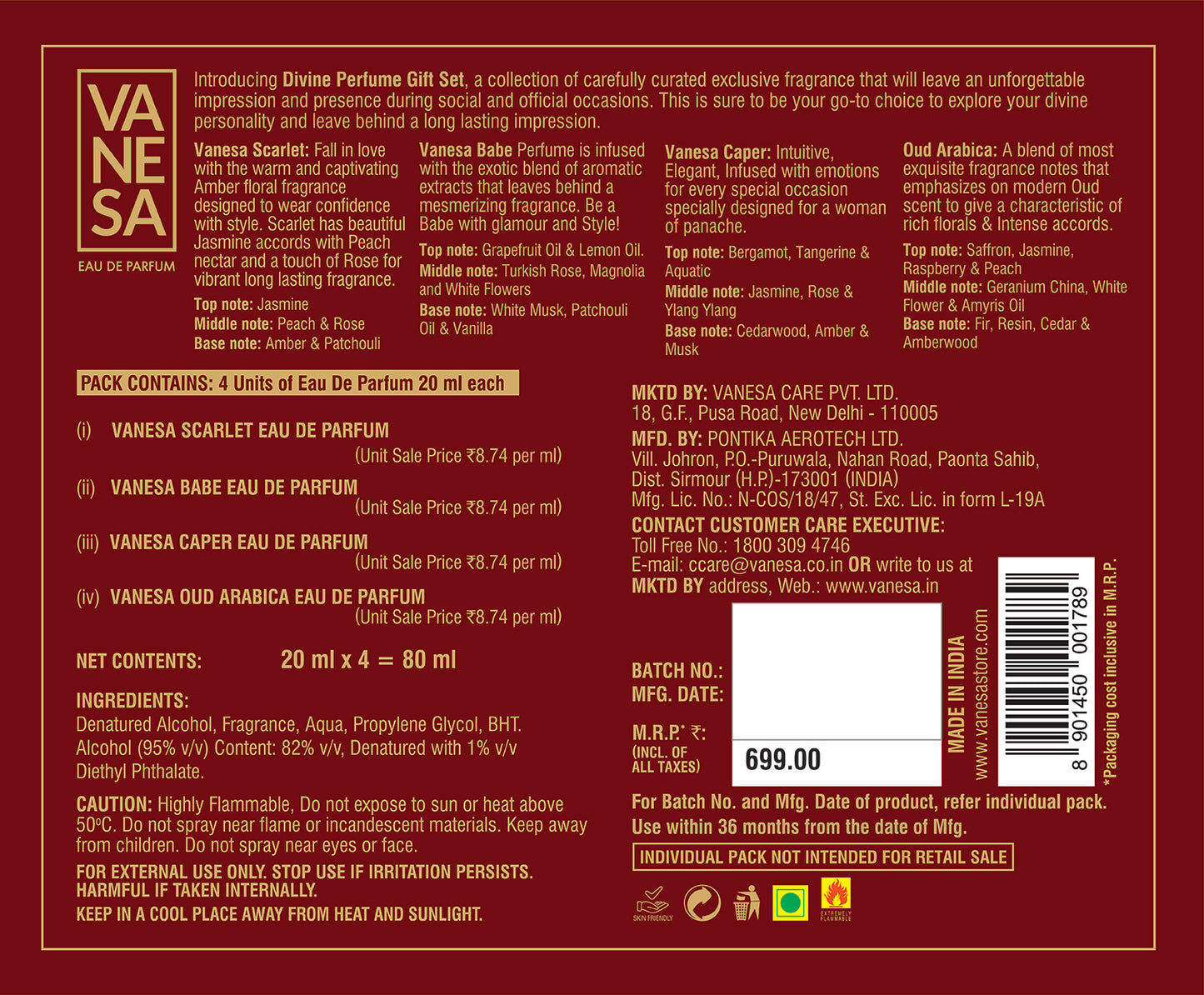 Vanesa Divine Perfume Gift Set Pack of 2 - 4x20ML