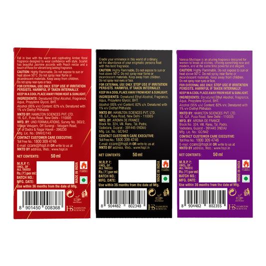 Vanesa Pack of 3 Perfume (Mystique, Scarlet & Enigma) - 50ml Each