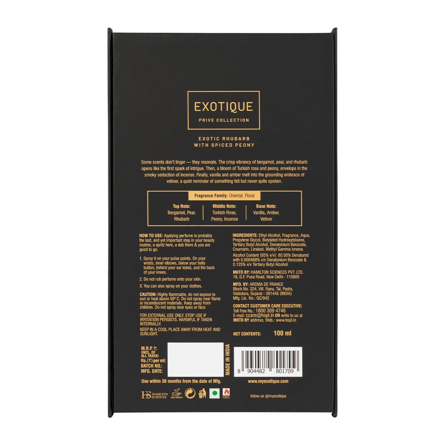 Exotique Prive Collection | Exotic Rhubarb With Spiced Peony Eau De Parfum | 100ml