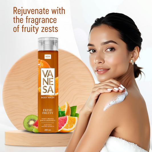 Vanesa Pack of 4 Fresh Fruity Body Wash - 200 ml Each