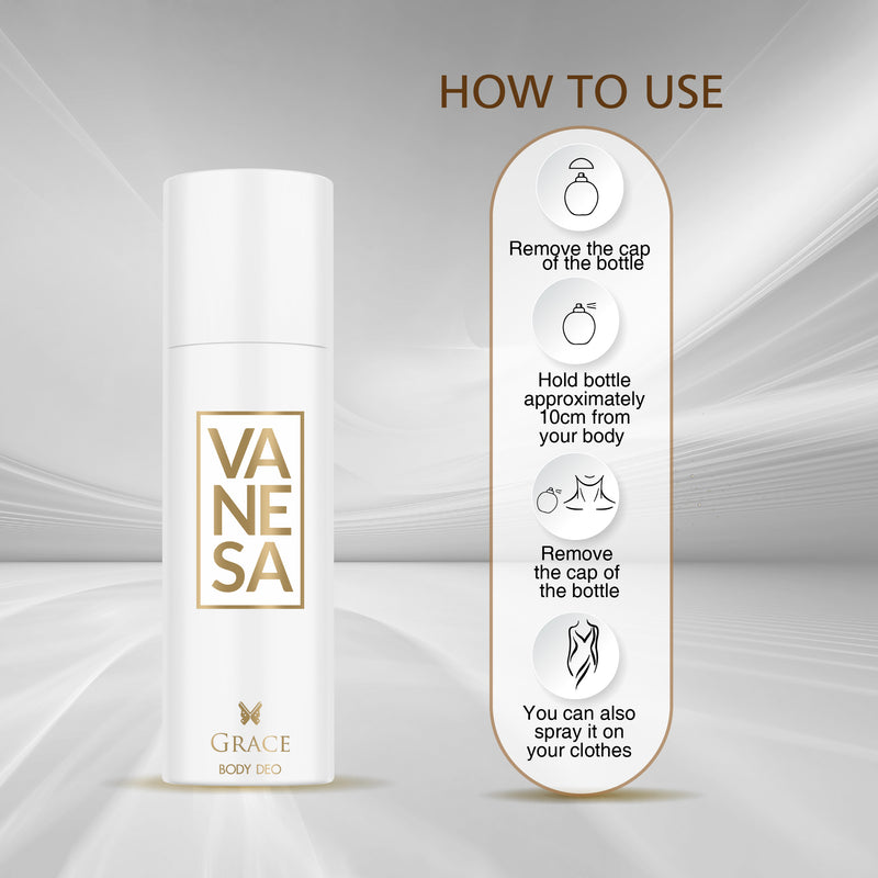 Vanesa Grace Body Deodorant |  Long Lasting Freshness | Skin Friendly | For Women | 150 ml | Pack of 2
