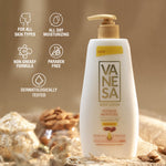 Vanesa Intense Moisture Body Lotion | Almond Oil with SPF | Sun Protection | For Dry Skin| Dermatologically Tested | 400 ml