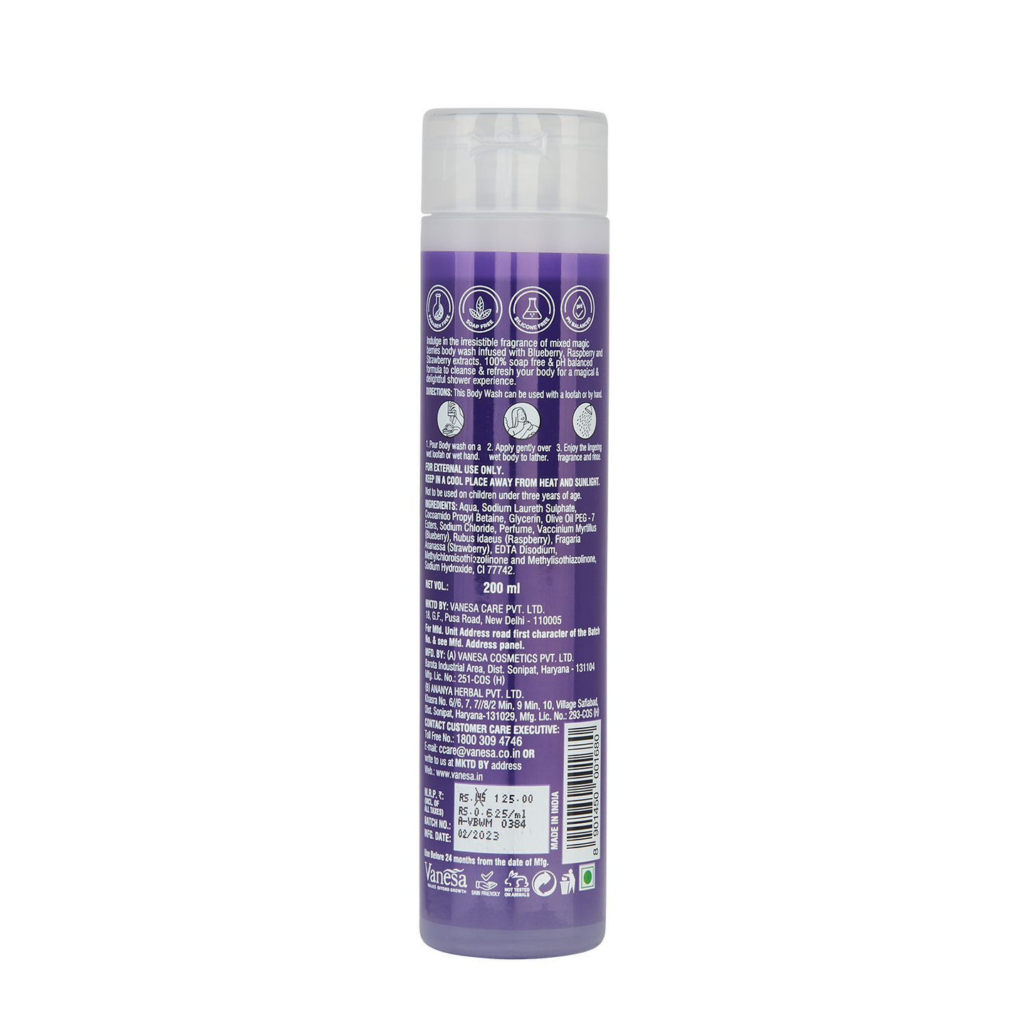 Vanesa Pack of 2 Body Washes (Magic Berries & Sensual Floral) - 200ml Each