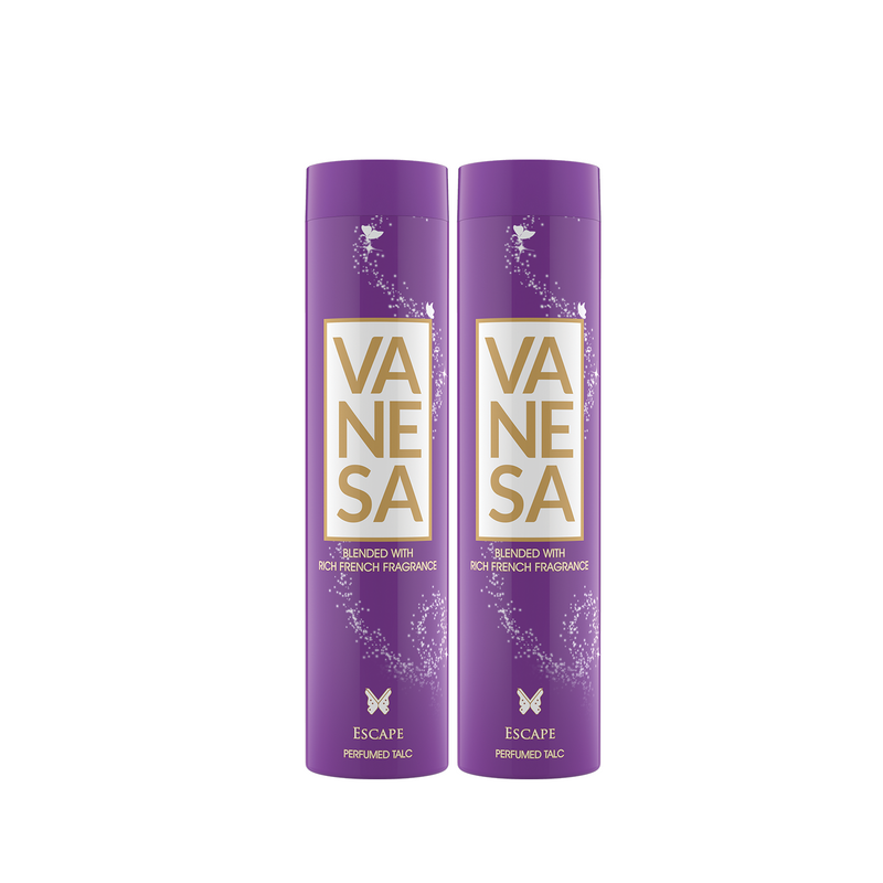 Vanesa Escape Perfumed Talc | Rich French Fragrance | Body Talc | 100 g | For Women | Pack of 2