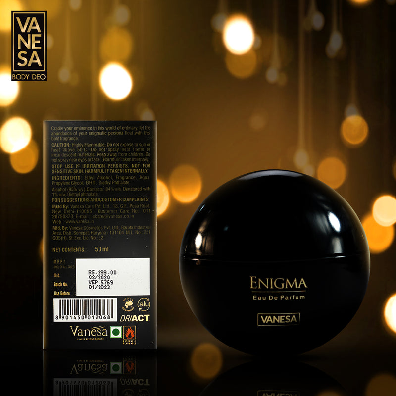Vanesa Enigma Eau De Parfum | Long Lasting Fragrance Perfume | Skin Friendly  | For Women | 50 ml | Pack of 2 | Free Body Lotion