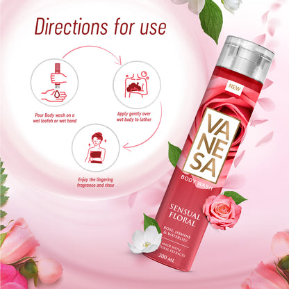 Vanesa Pack of 2 Sensual Floral Body Wash - 200 ml Each