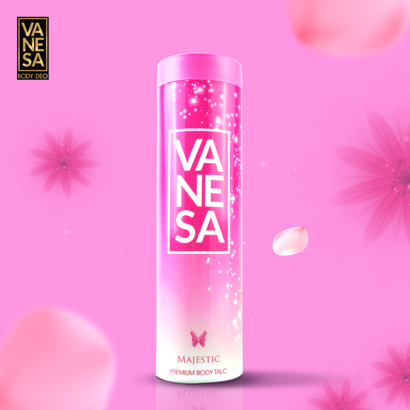Vanesa Majestic Perfumed Talc | Rich French Fragrance | Body Talc | 100 g each | For Women | Pack of 2