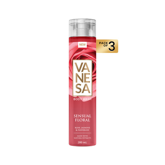 Vanesa Pack of 3 Sensual Floral Body Wash - 200ml Each