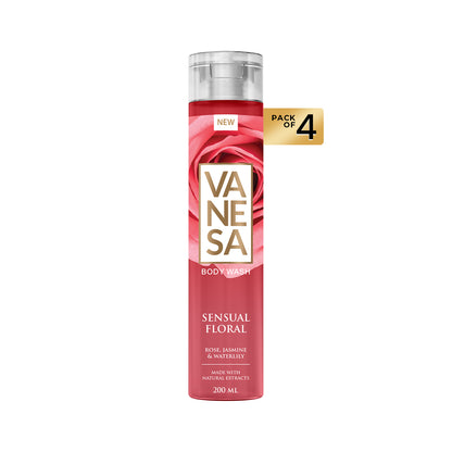 Vanesa Pack of 4 Sensual Floral Body Wash - 200 ml Each