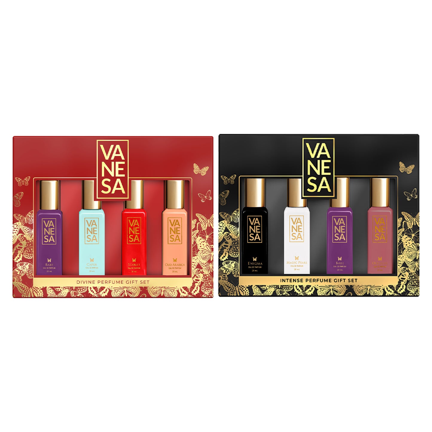 Pack of 2 Perfume Gift Sets (Divine + Intense) - 4x20ml Each | VANESA