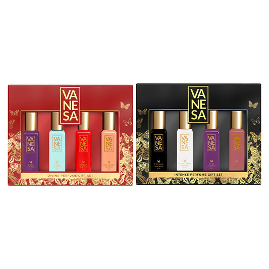 Pack of 2 Perfume Gift Sets (Divine + Intense) - 4x20ml Each | VANESA
