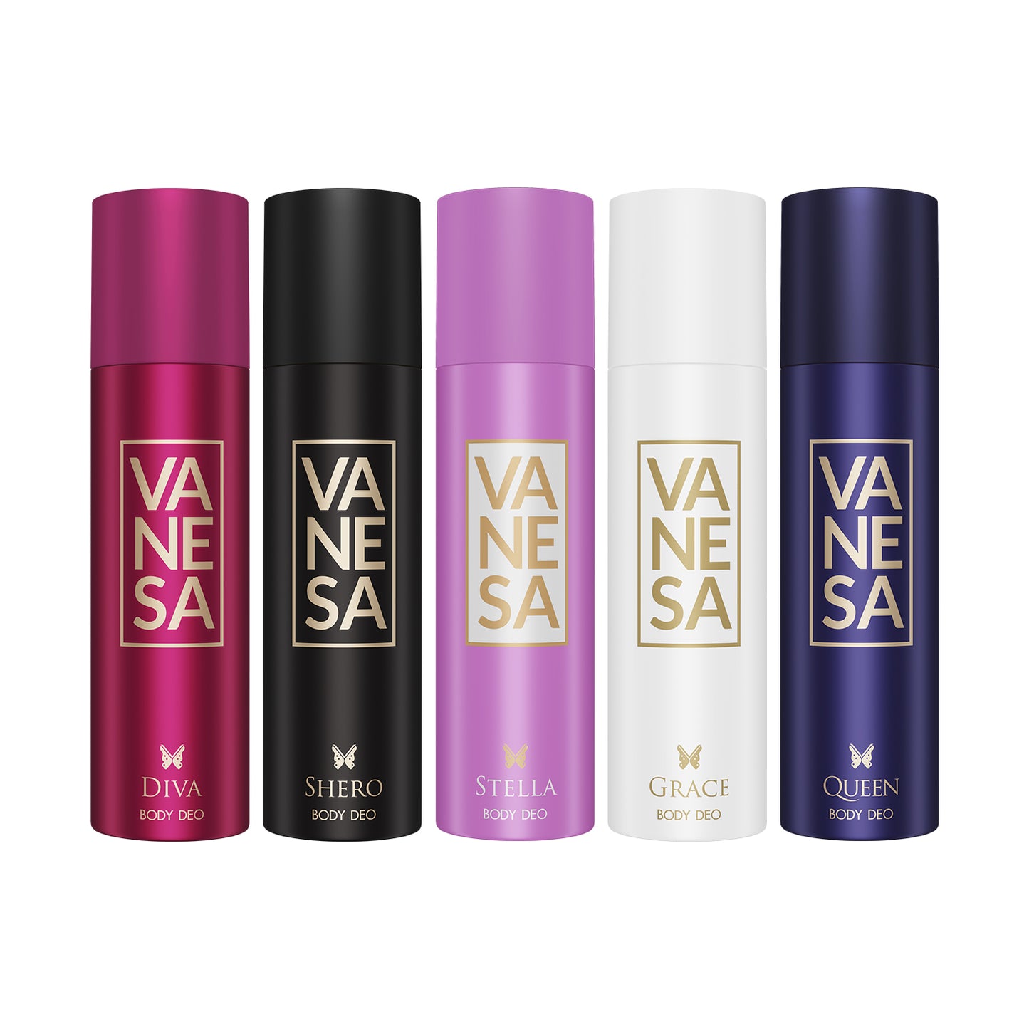 Pack of 5 Deodorant (Shero+Grace+Stella+Queen+Diva) 150ml Each|Vanesa
