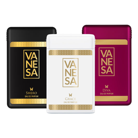 Vanesa Pack of 3 Pocket Perfumes (Shero, Grace & Diva) - 18ml Each
