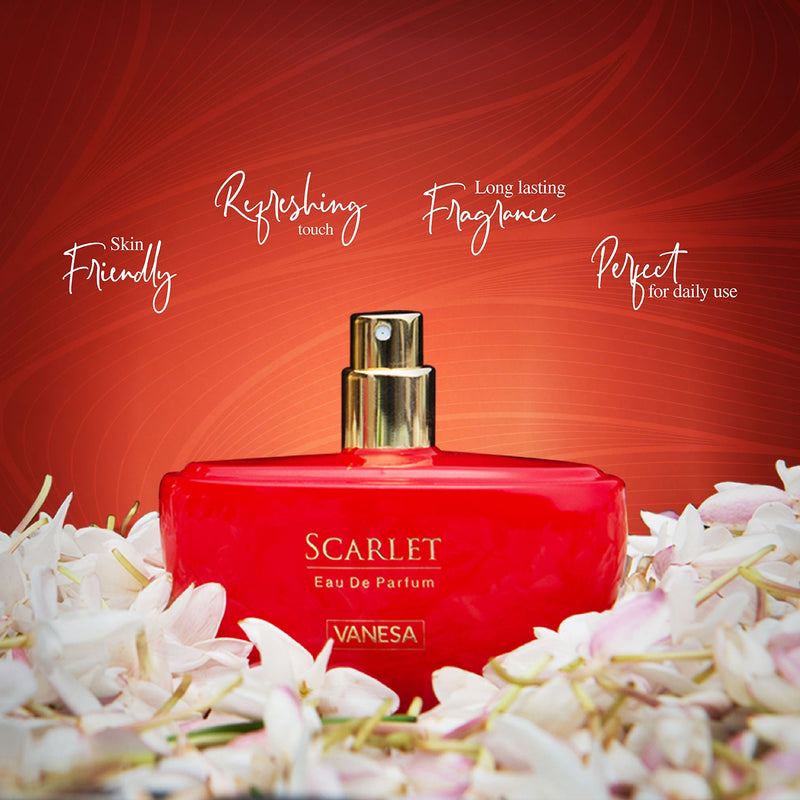 Vanesa Scarlet Eau De Parfum | Long Lasting Fragrance Perfume | Skin Friendly  | For Women | 50 ml each | Pack of 2