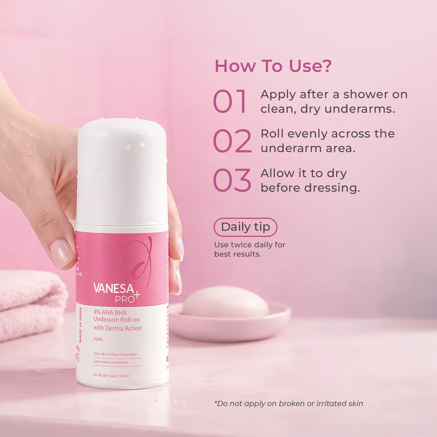 Vanesa Body Roll-On Pearl 50ml - How To Use?