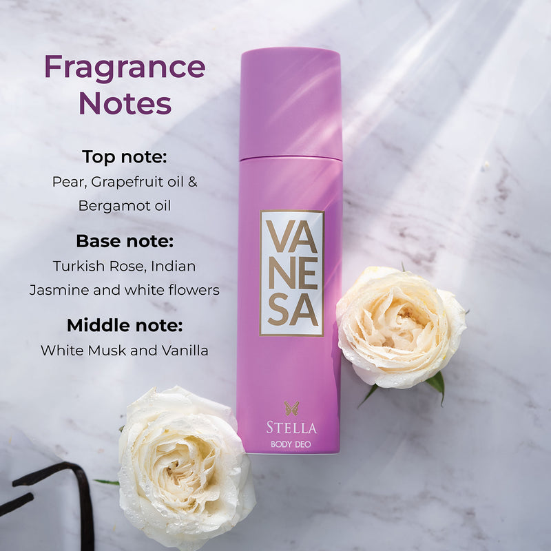 Vanesa Stella Body Deodorant |  Long Lasting Freshness | Skin Friendly | For Women | 150 ml