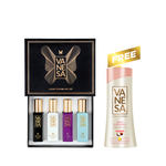 Vanesa Luxury Perfume Gift Set, Enigma, Magic pearl, Babe, Caper |Long Lasting Fragrance Perfume | Skin Friendly| For Women | 20 ml x 4 | Free Body Lotion