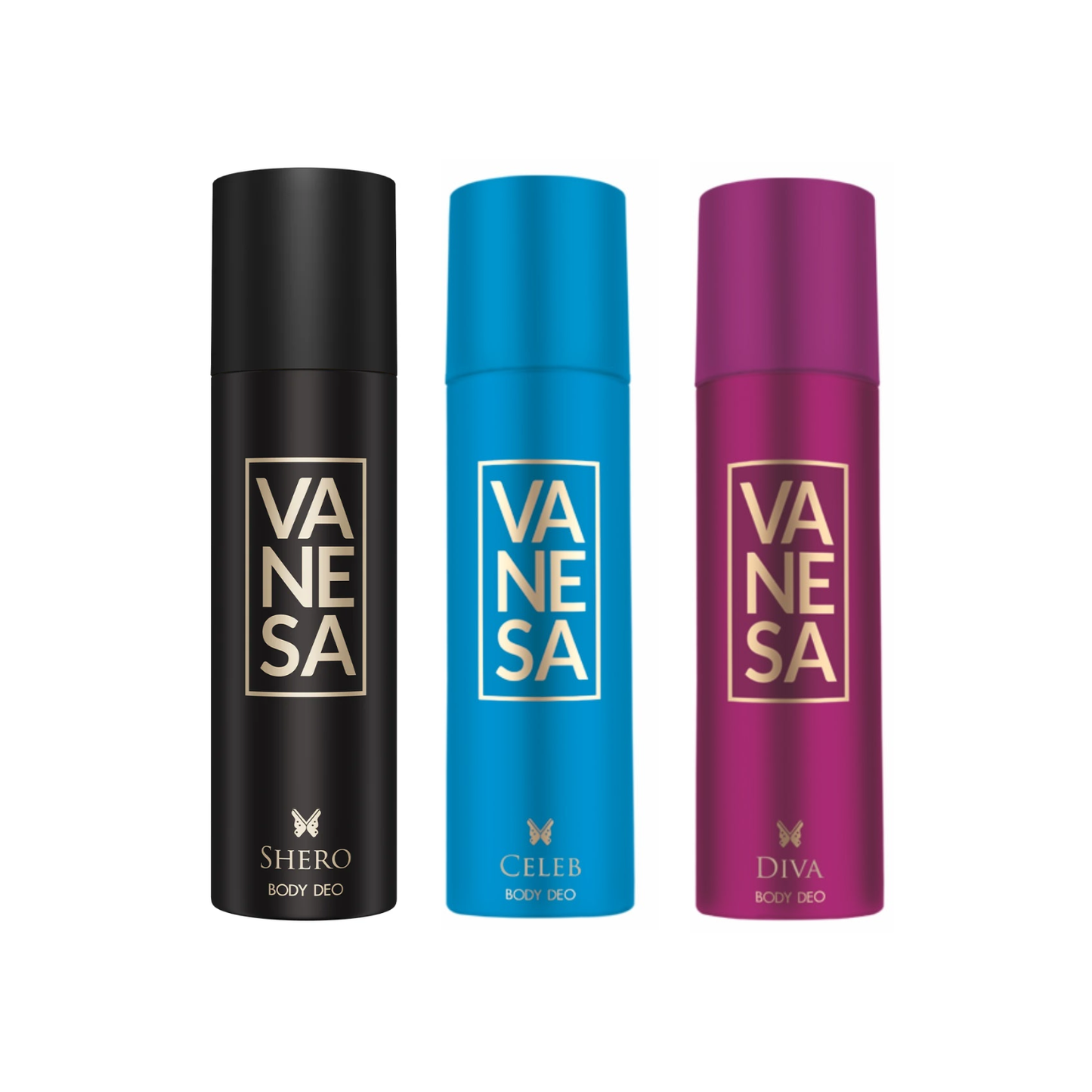 Vanesa Pack of 3 (Celeb + Shero + Diva) Body Deodorants - 150ml Each