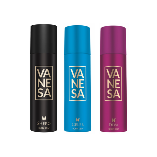 Vanesa Pack of 3 (Celeb + Shero + Diva) Body Deodorants - 150ml Each