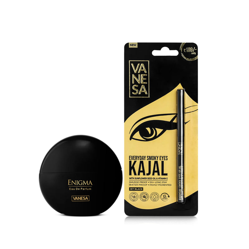 Vanesa Enigma Eau De Parfum 50ml + Everyday Smokey Eye Kajal 0.3 | Pack of 2 | For Women