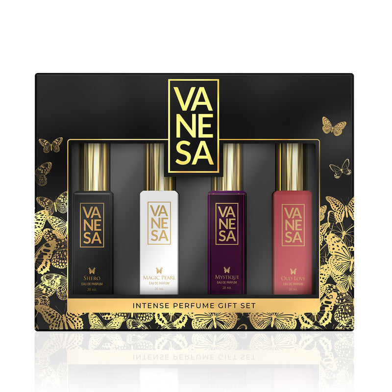 Vanesa Intense Perfume Gift Set, Shero,Magic Pearl, Mystique, Oud Love Luxury Travel Sized Pack - 4 x 20 ml Eau de Parfum - 80 ml  (For Women)