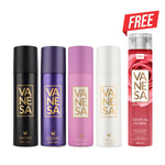 Vanesa Shero + Queen + Stella + Grace Body Deodorant For Women | 150ml  each | Pack of 4 | Free Body Wash 200 ml
