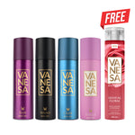 Vanesa Babe + Shero + Celeb + Stella Body Deodorant For Women | 150ml each | Pack of 4 | Free Body Wash 200 ml
