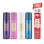 Vanesa Queen + Stella + Grace + Celeb Body Deodorant For Women | 150ml each | Pack of 4 | Free Body Wash 200 ml