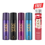 Vanesa Queen + Shero + Babe + Celeb Body Deodorant For Body Deodorant | 150ml each | Pack of 4 | Free Body Wash 200 ml
