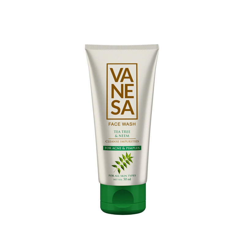 Vanesa Face Wash, Tea Tree & Neem | Cleanse Impurities | For Acne & Pimple | All Skin types | 50 ml