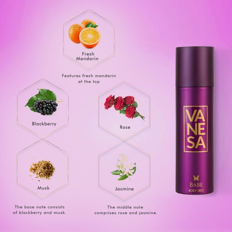 Vanesa Babe Body Deodorant |  Long Lasting Freshness | Skin Friendly | For Women | 150 ml