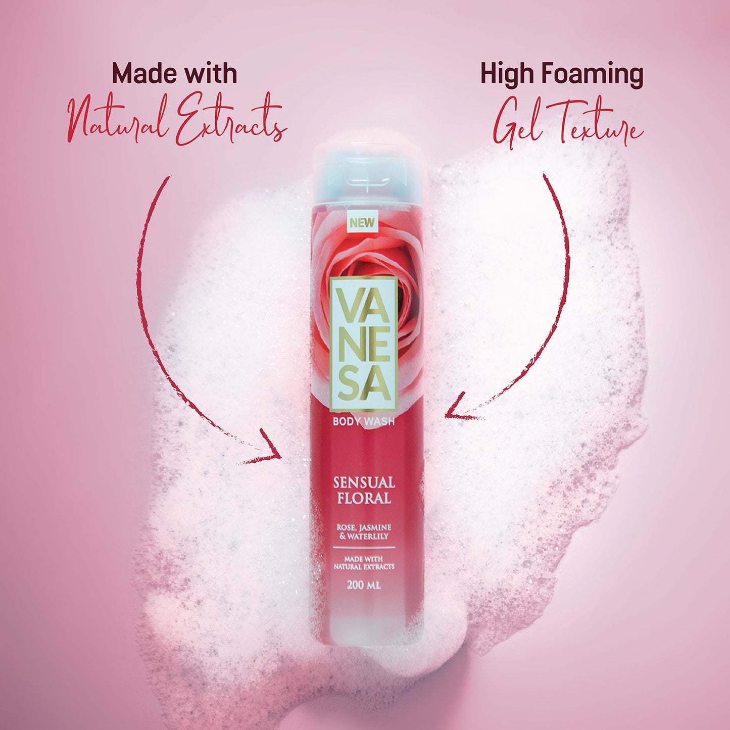 Vanesa Pack of 4 Sensual Floral Body Wash - 200 ml Each