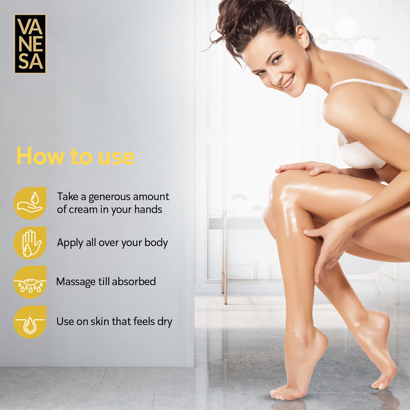 Vanesa Intense Moisture Body Lotion | Almond Oil with SPF | Sun Protection | For Dry Skin| Dermatologically Tested | 100 ml